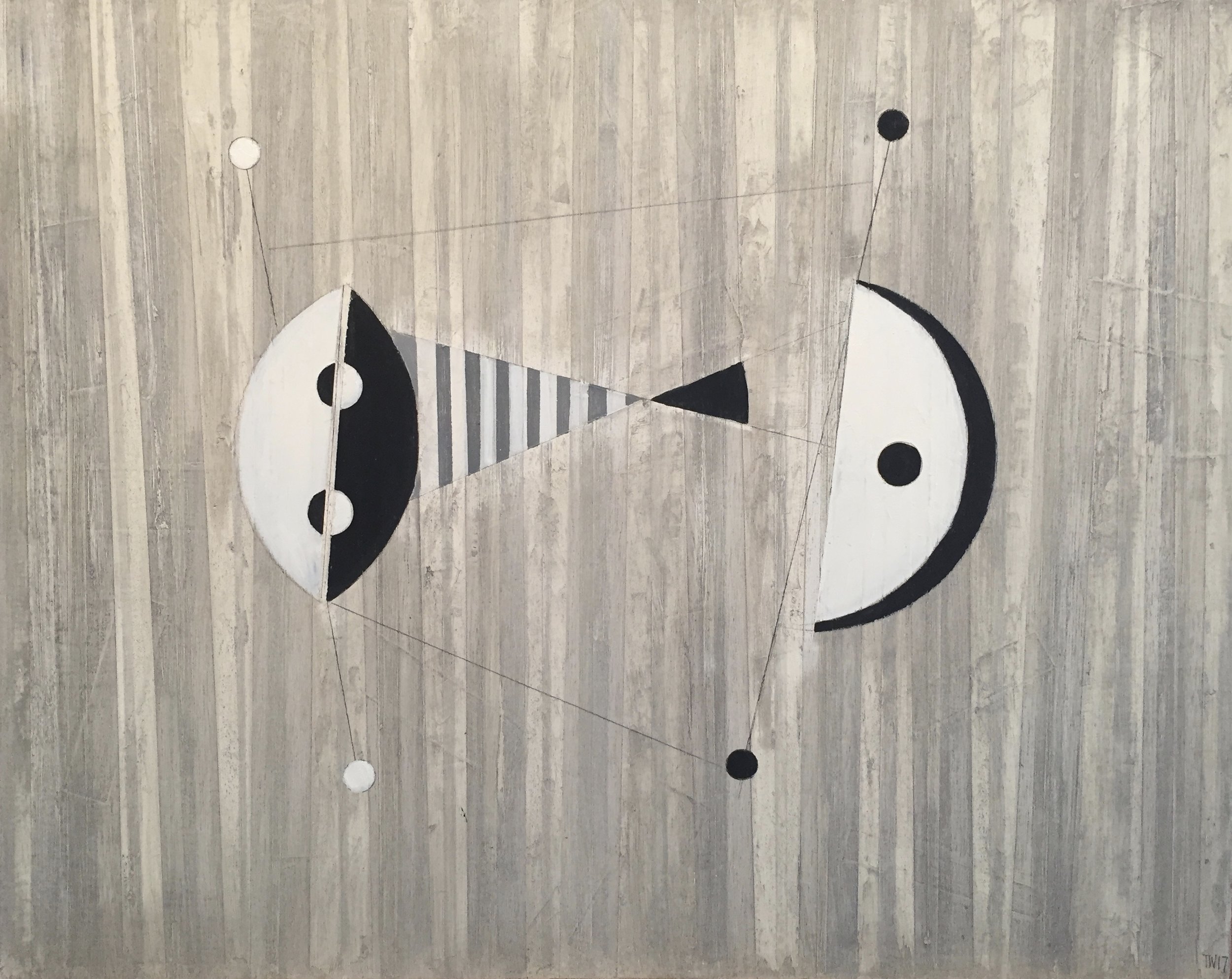Black and White Particles 51 x41cm Oil on Panel