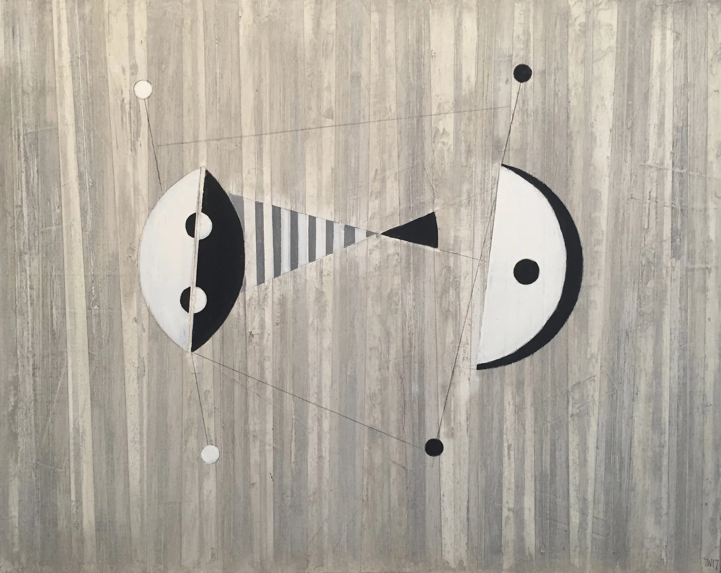 Black and White Particles 51 x41cm Oil on Panel