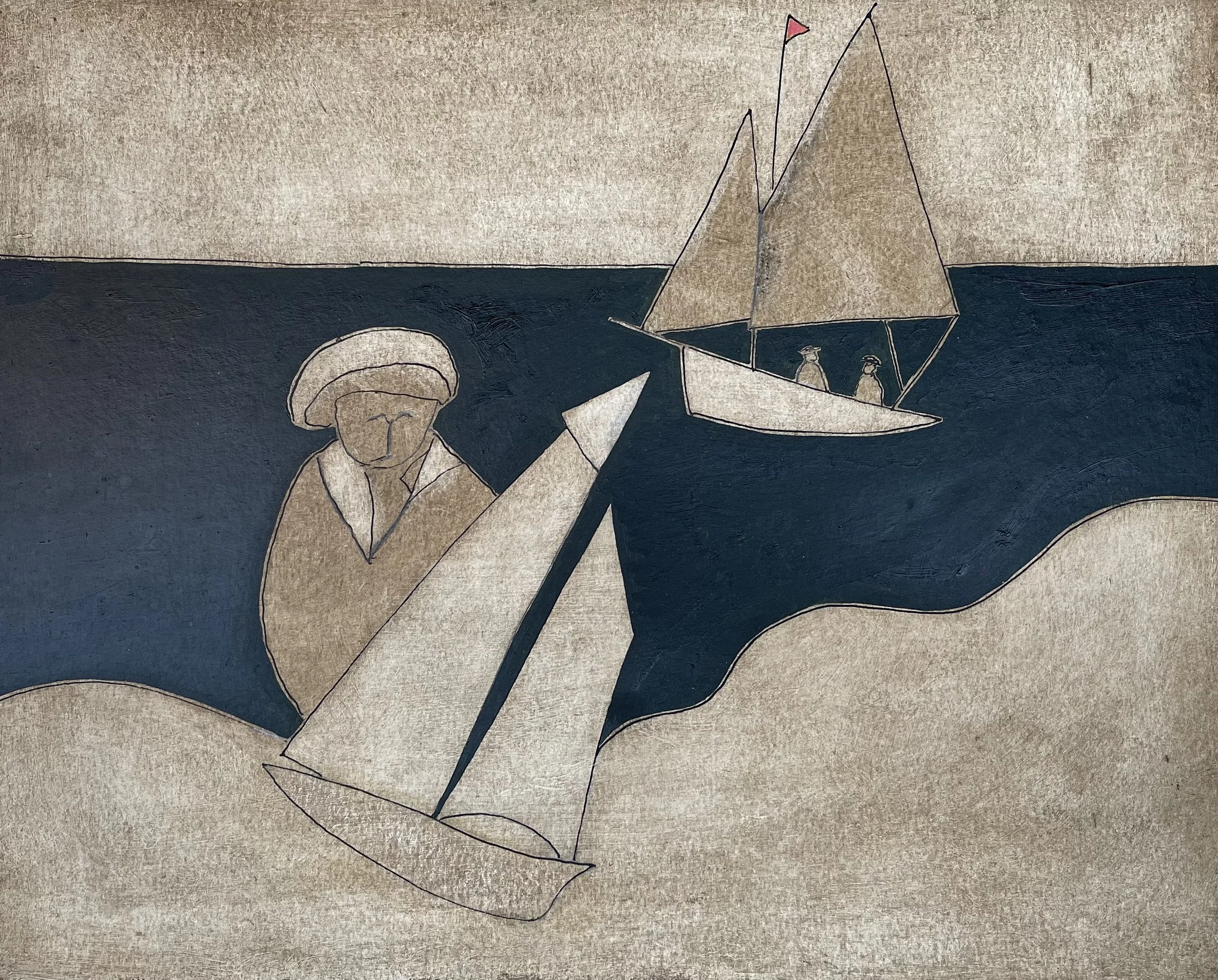 Ship to Shore 16 x 13"  oil on gessoed card