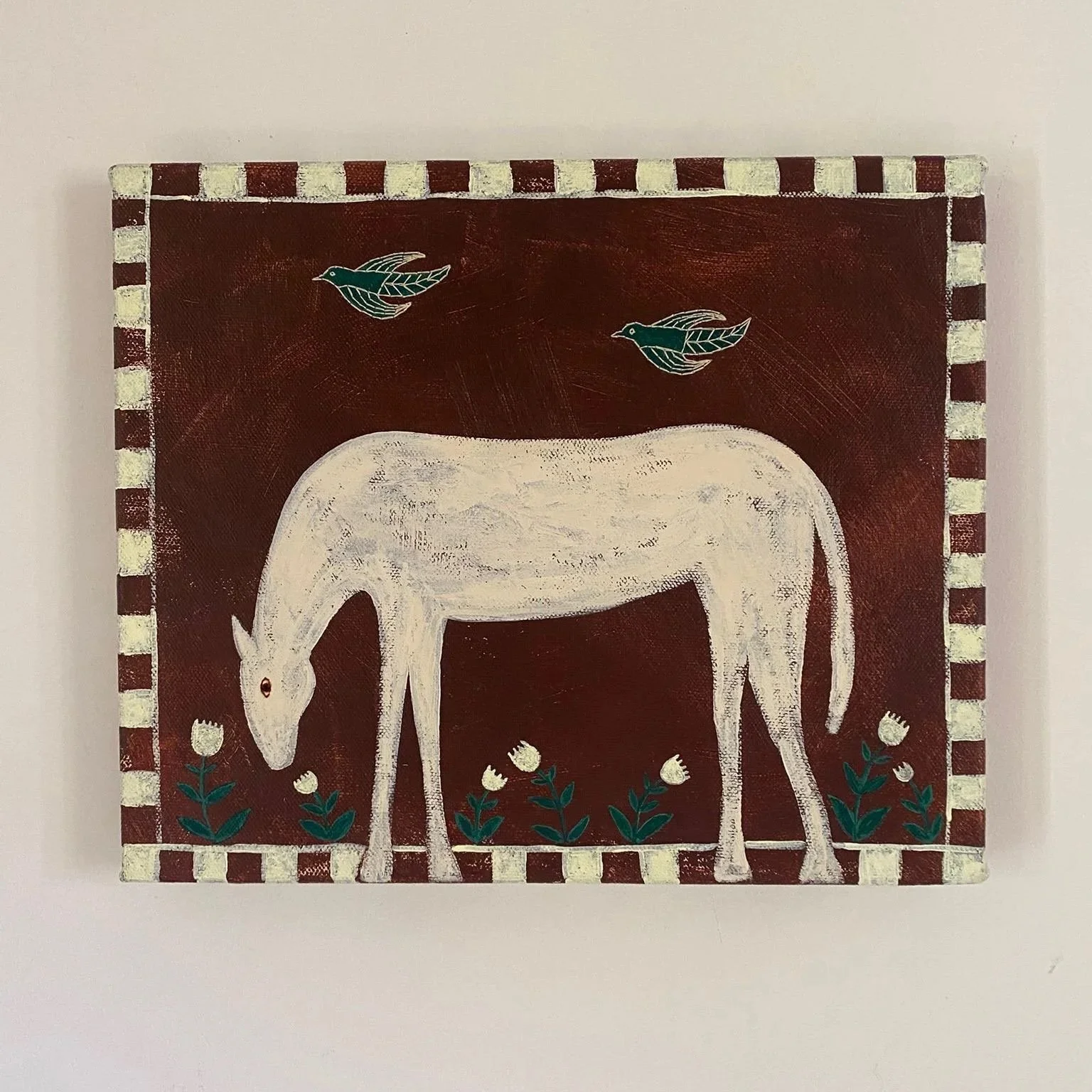 'White Horse Grazing' 25 x 35cm