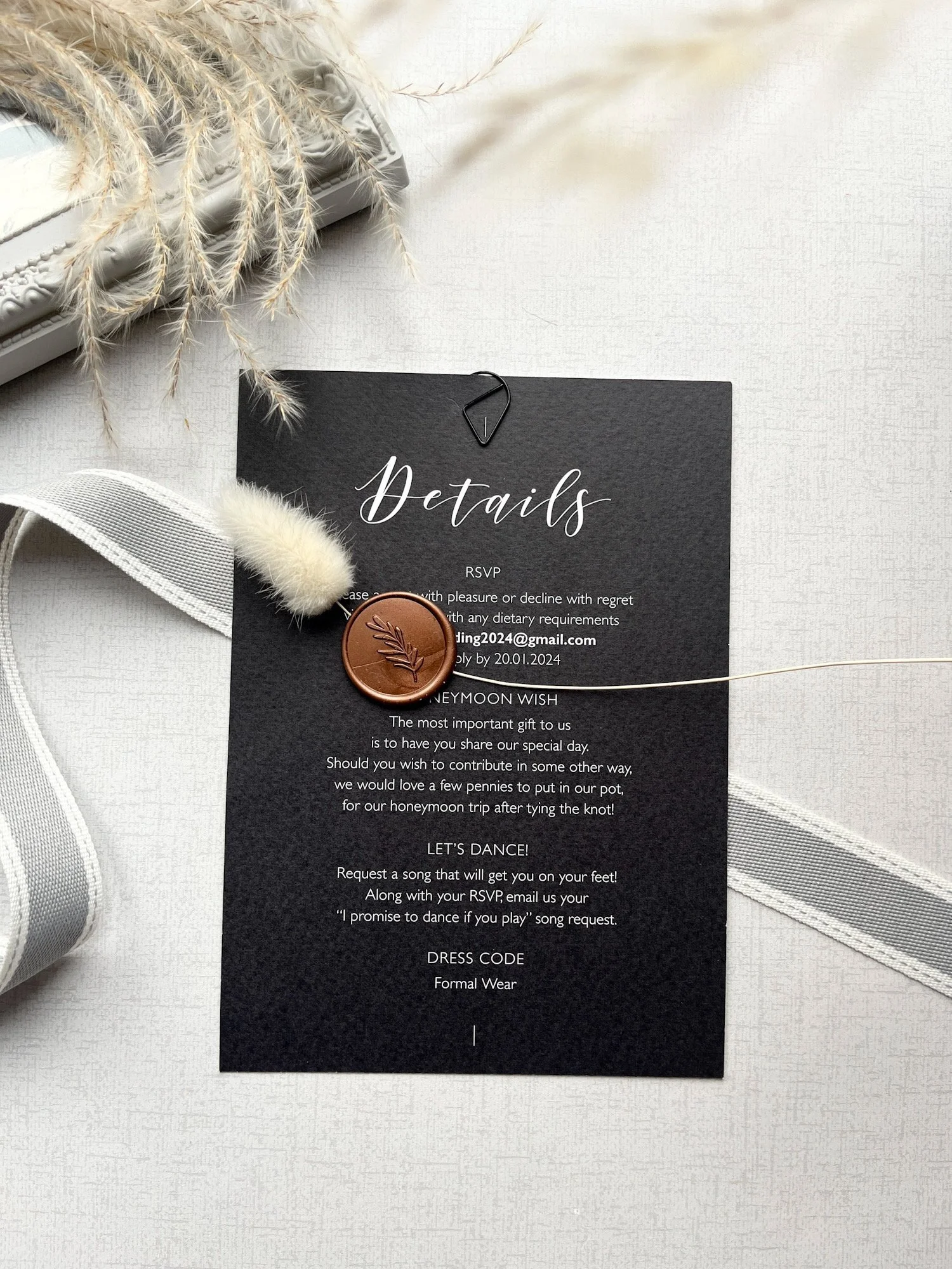Wedding invitation reverse