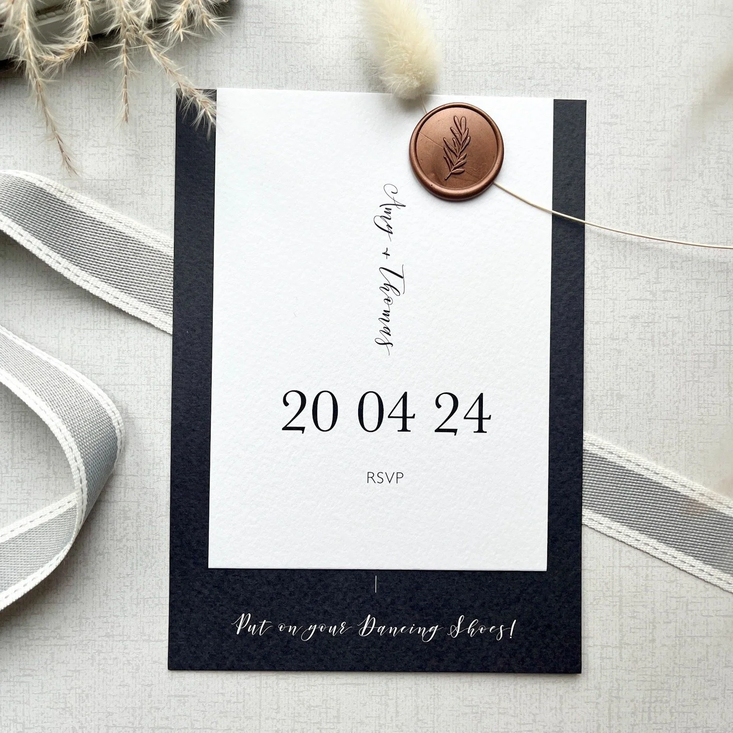 Black and white wedding invitation