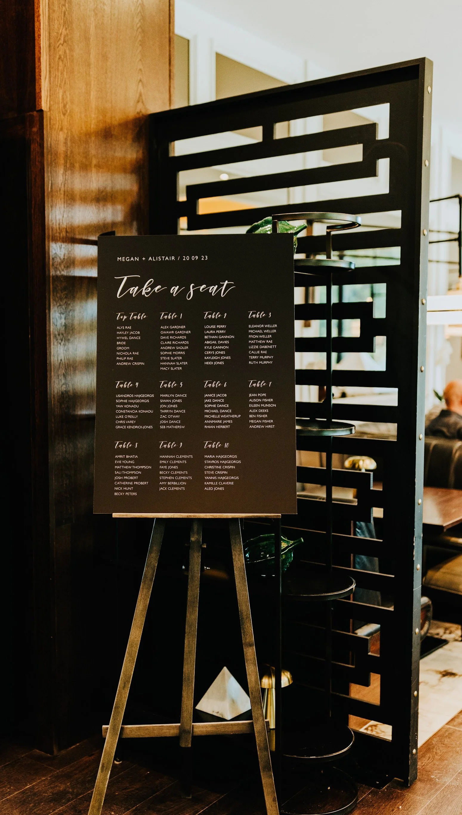Wedding Seating Plan on Easel