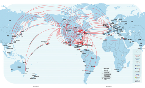 Air Canada flight route map