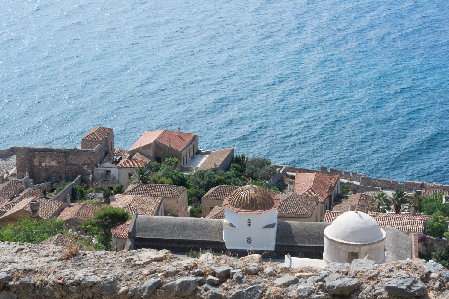 Looking over town while walking toward the Upper Town. The Upper Town is currently closed for archaeologic excavations, but the short trail that leads toward it is worth the view.