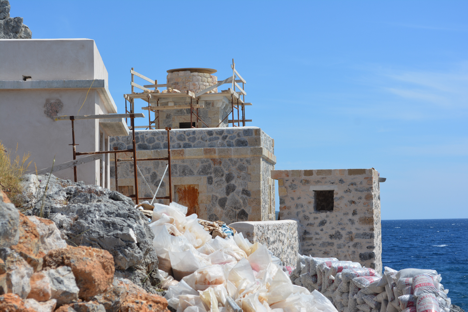 The lighthouse outside the East wall of the castle (currently being renovated).
