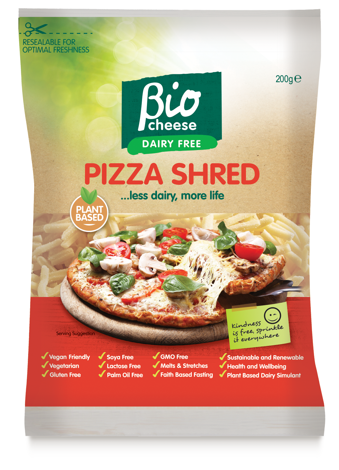 bio cheese pizza shred vegan cheese