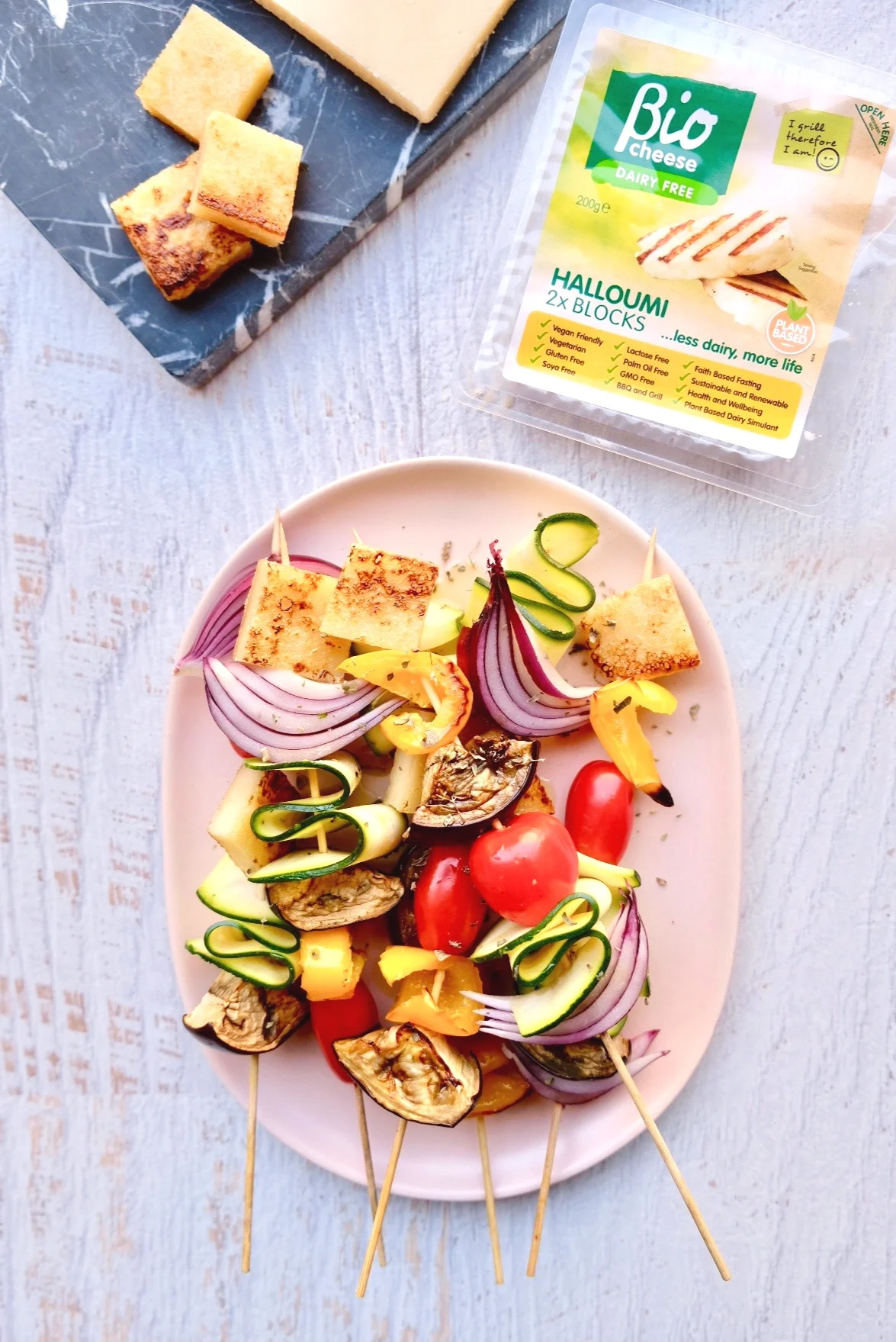 Chargrilled Vegetable Skewers With Bio Cheese Halloumi