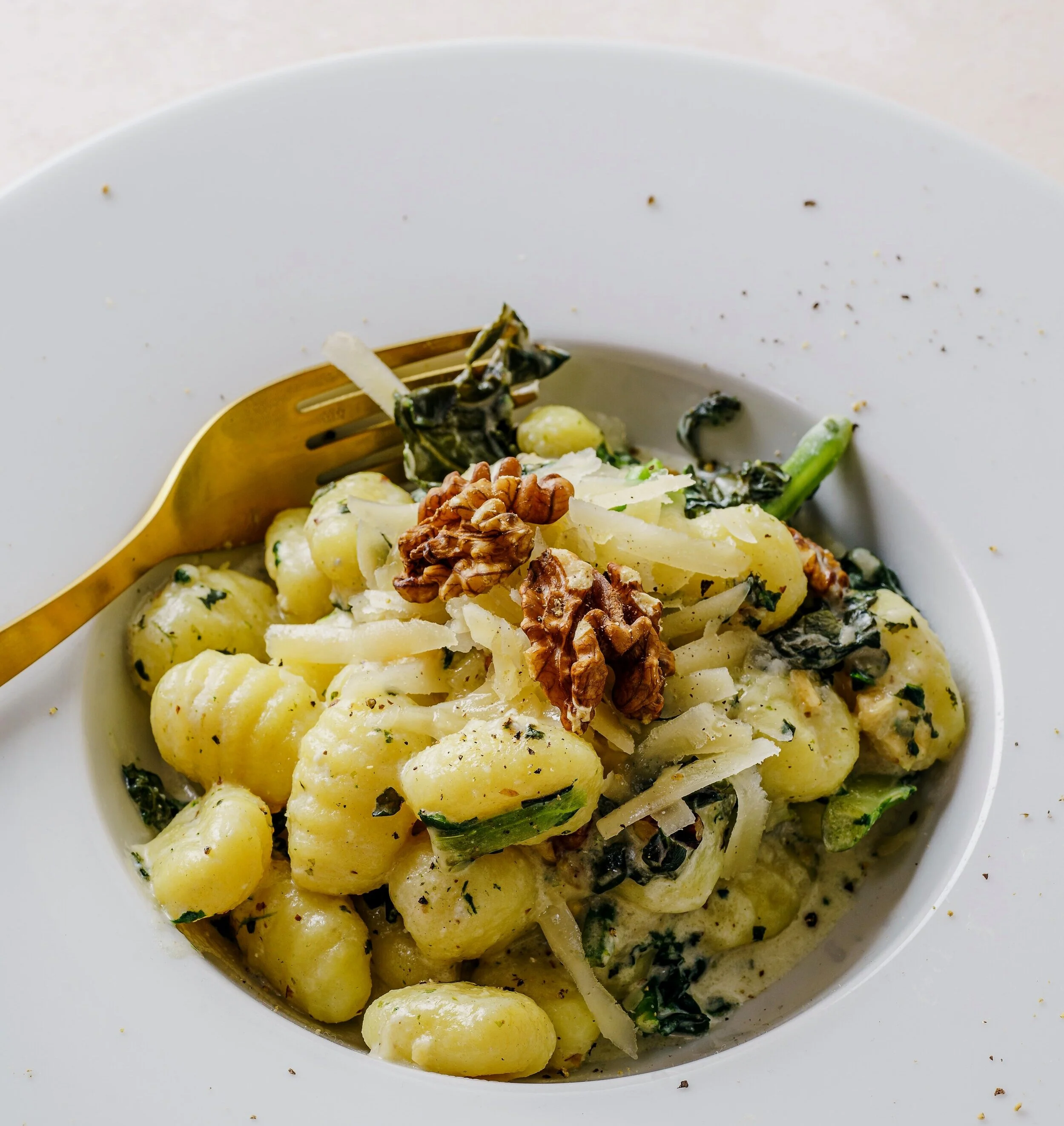Creamy Spinach Gnocchi with BioCheese Grated Parmesano