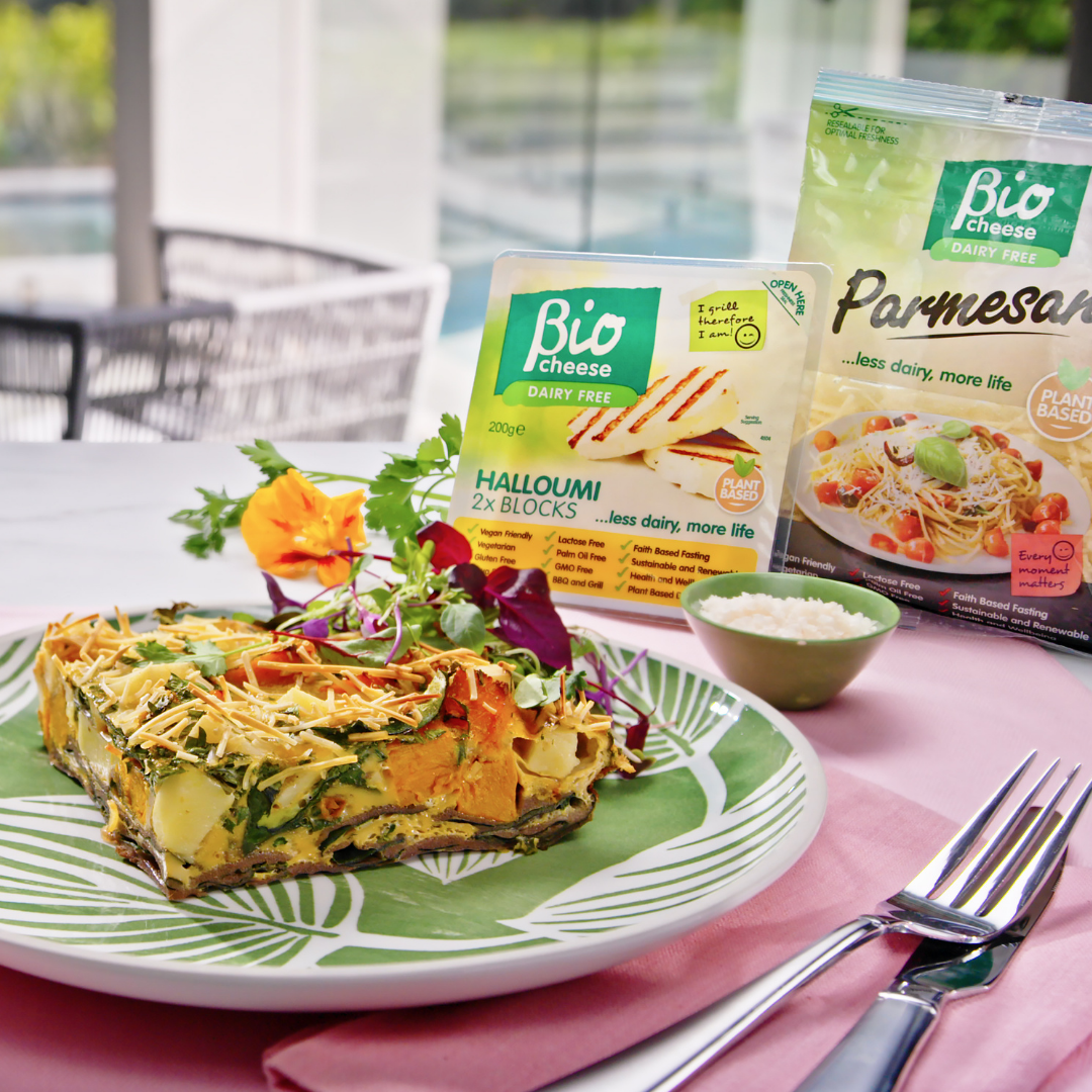 BioCheese Halloumi, Roasted Pumpkin and Spinach Frittata