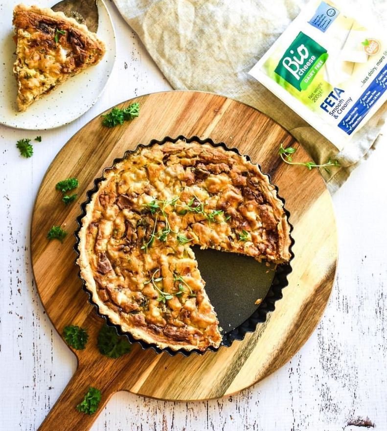 Crustless Quiche with Spinach, Mushroom, and BioCheese Feta 