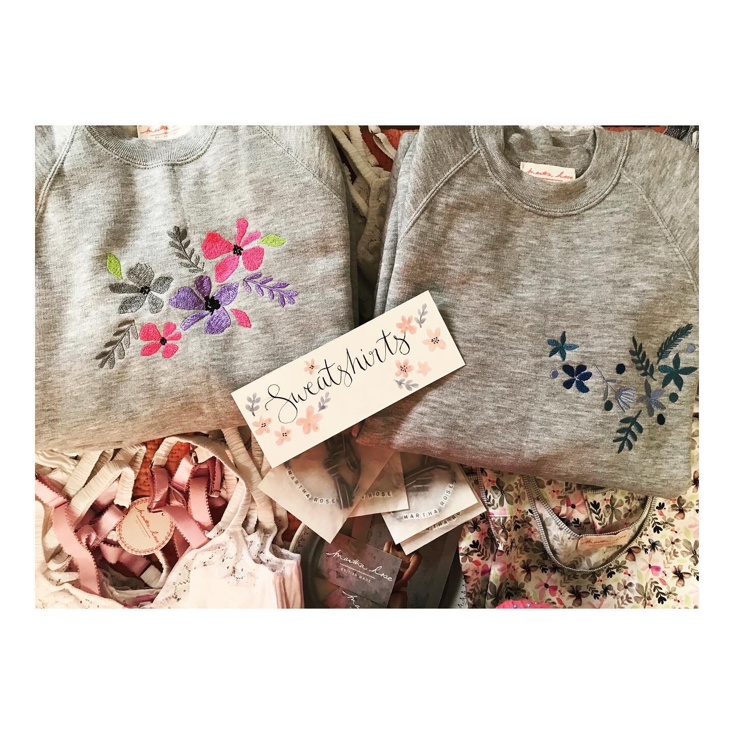 Martha Rose - floral embroidered sweatshirts, more loungewear to come but these samples are for sale &bull; Take a peek on the website ✨💘 &bull; #martharoseunderwear #martharose #loungewear #pjs #luxurylingerie #cotton #printdesign #embriodery #brit