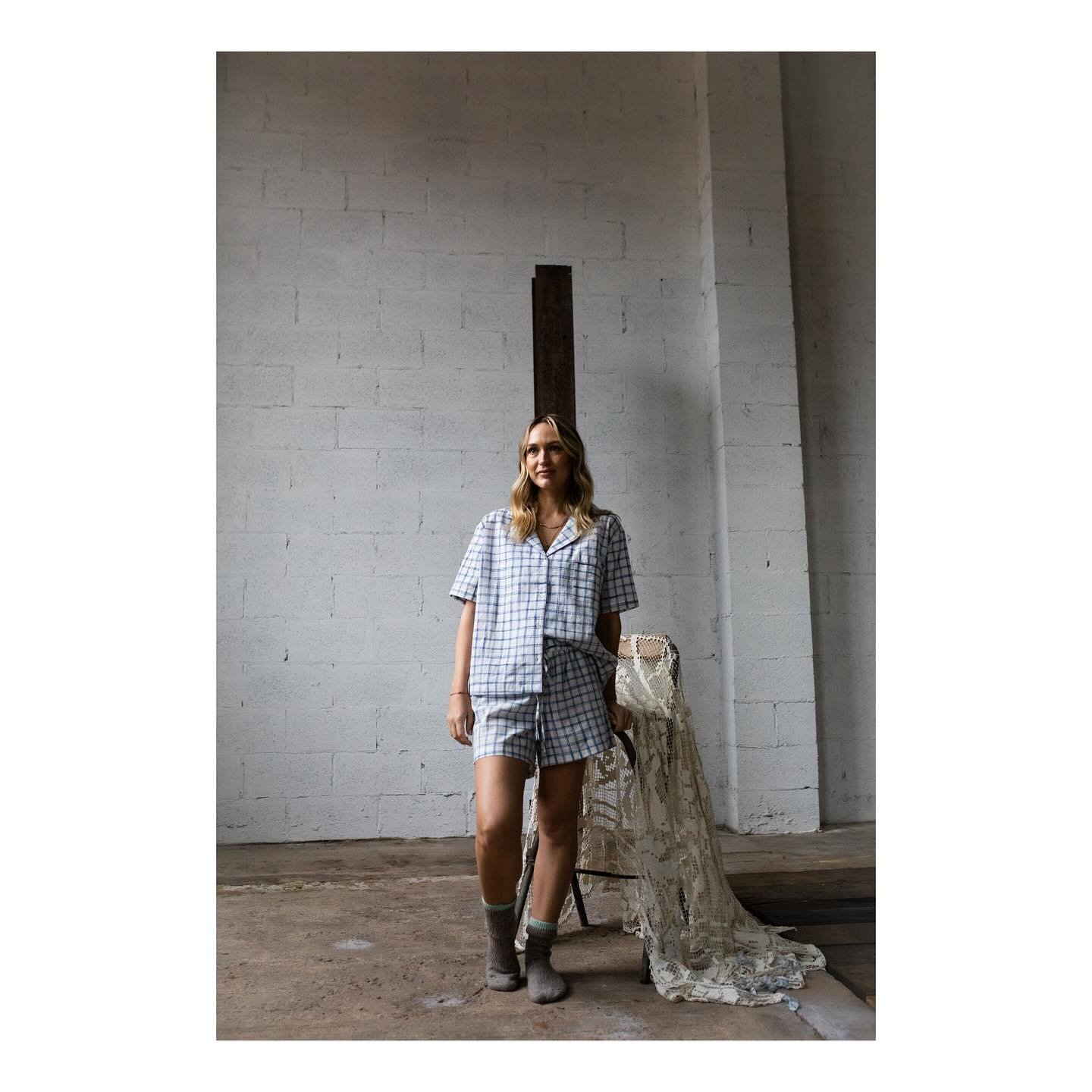 The Buttercup Set in Blue Check &bull; 📷 by me &bull; Location @sparrow_at_longshop ✨✨ | | #martharose #norfolkstudio  #photoshoot #womeninbusiness #photography #moodboard #design #loungewear #lookbook #photoshoot #behindthescenes #cotton #pjs #loun