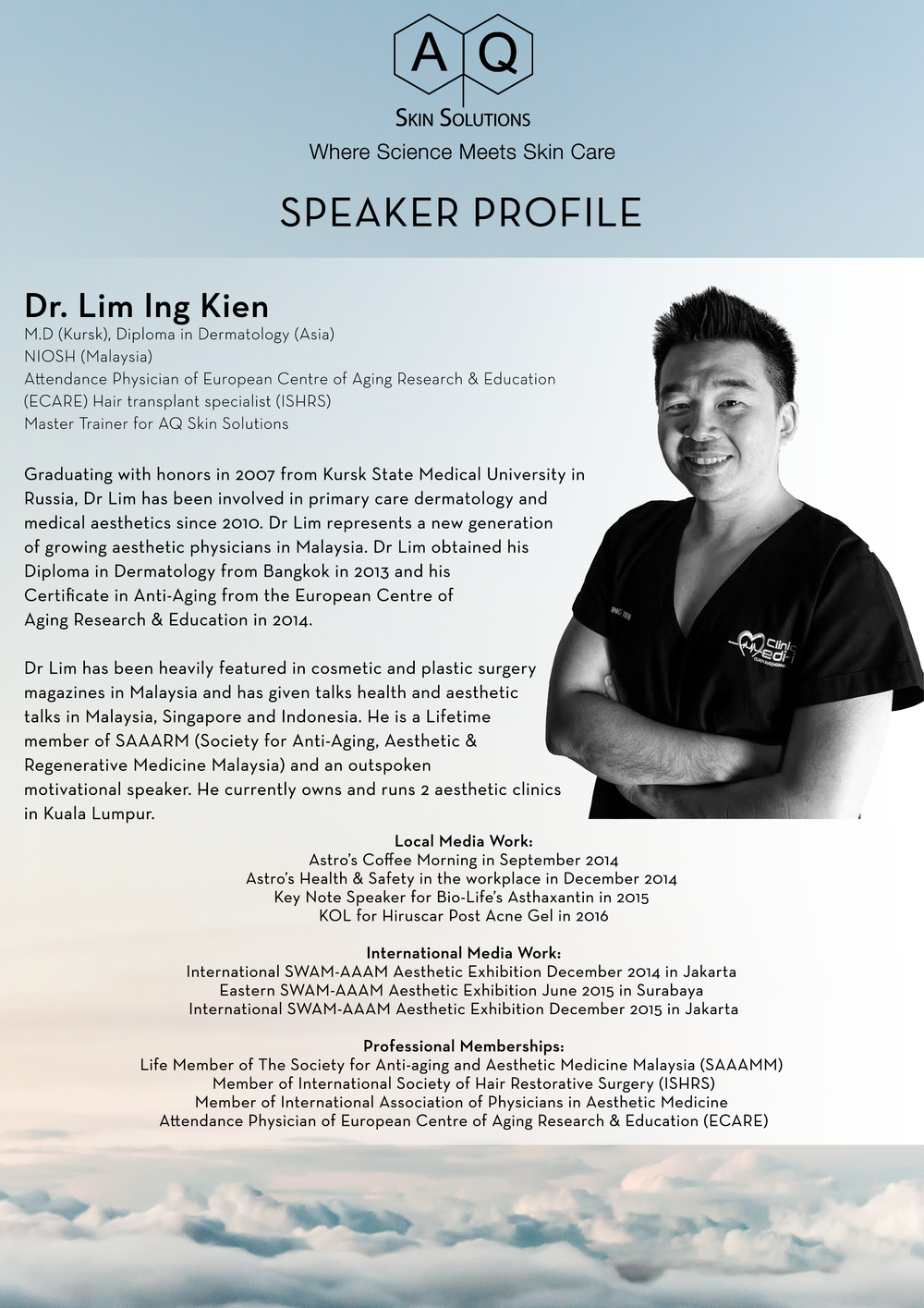 Speaker Profile Dr Lim Aq Skin Solutions Malaysia