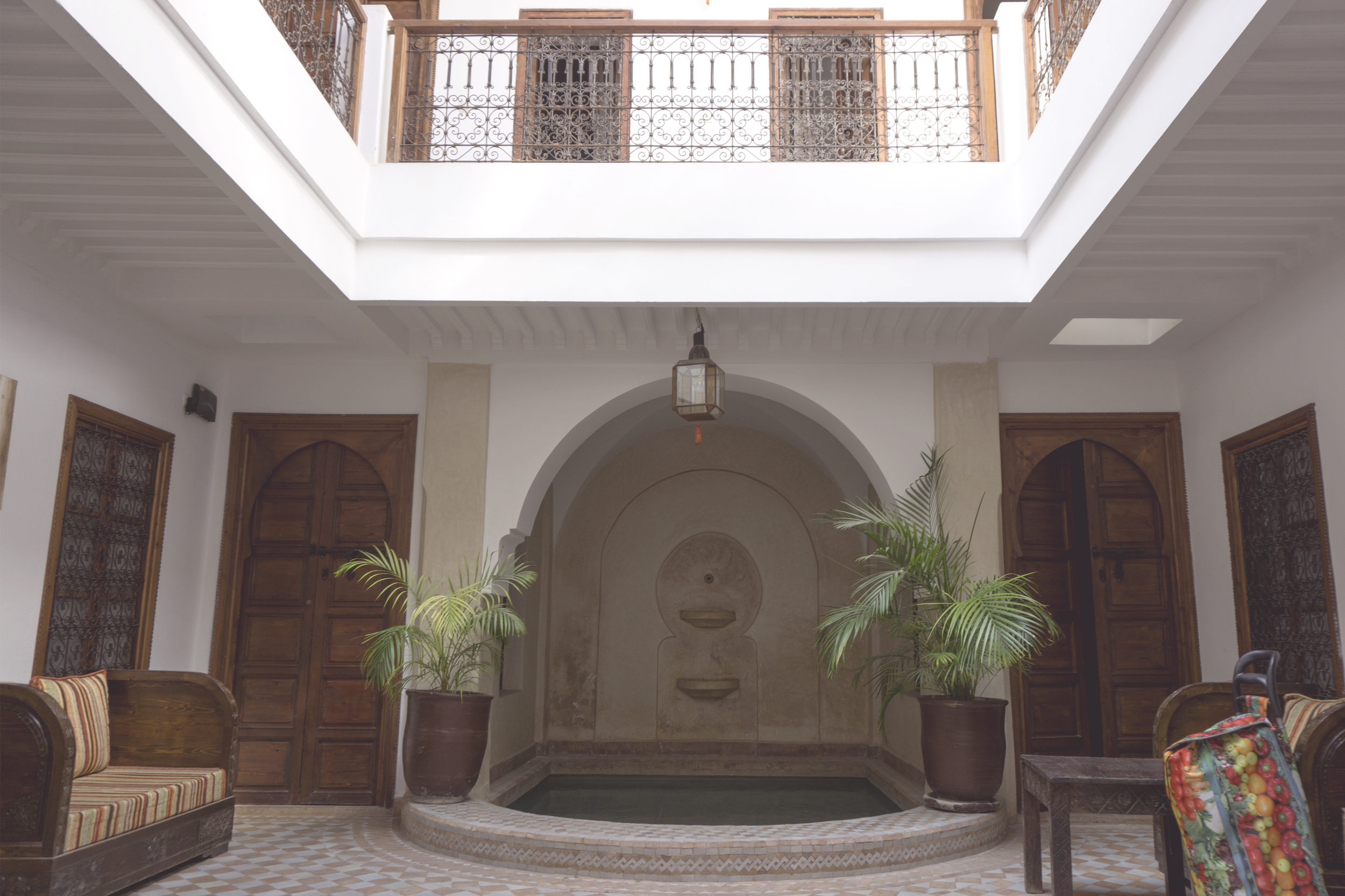 Interior courtyard, Riad 107, the Medina of Marrakech, Morocco