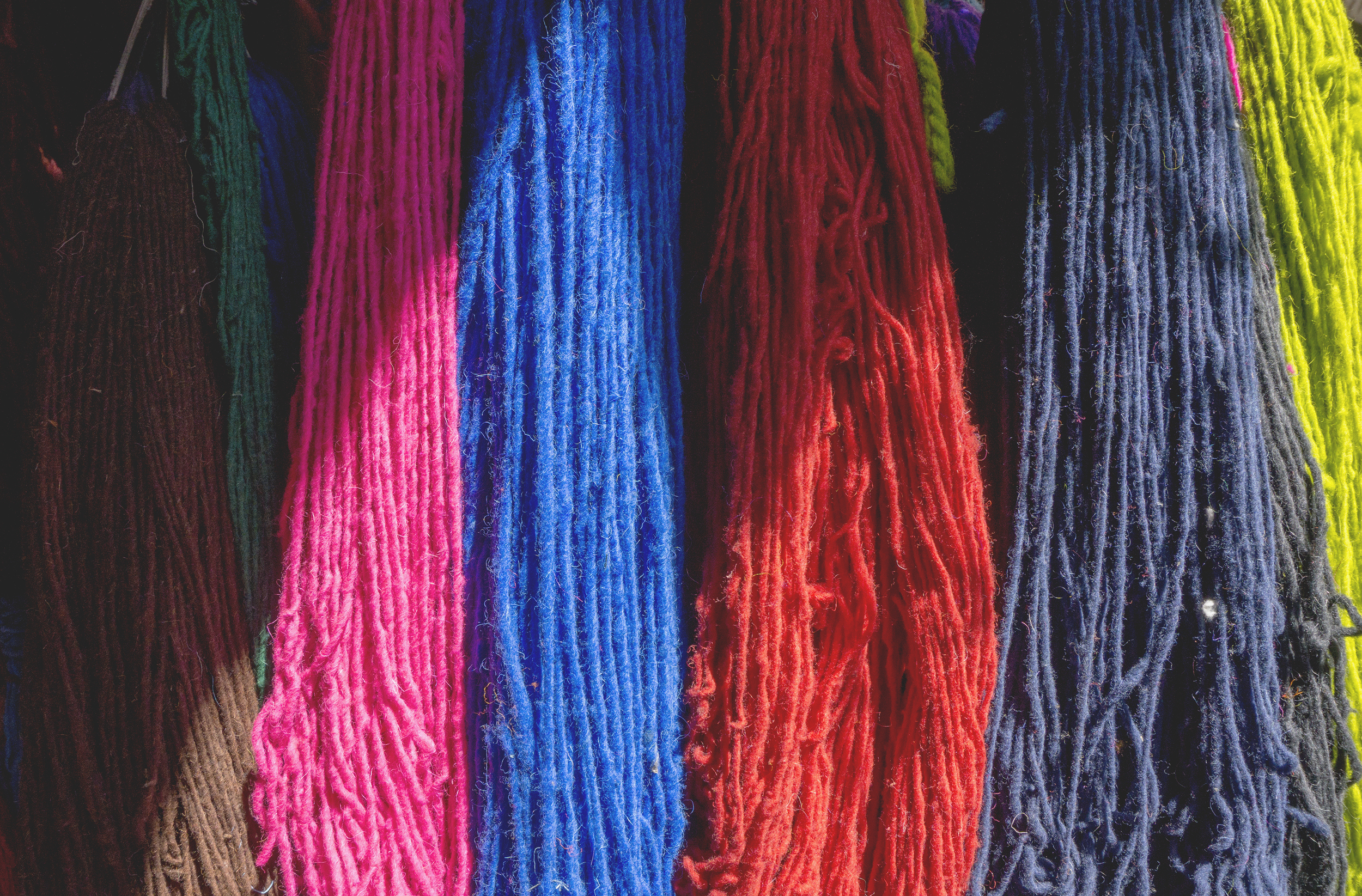 Dyed wool, souks , the Medina of Marrakech, Morocco