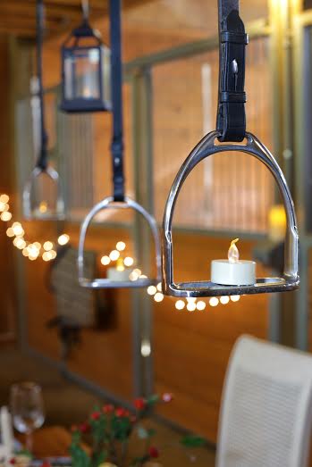 For a little party fun, these DIY Stirrup light pendants make the perfect statement by adding some horsey flair in a classy way. You can even buy fake candles to make the ambiance even more romantic.