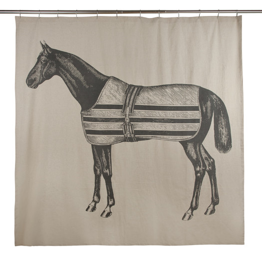This Equestrian Flax Shower Curtain gives a lovely farmhouse feel to the bathroom, maintaining a neutral color tone that could go with any bathroom design.