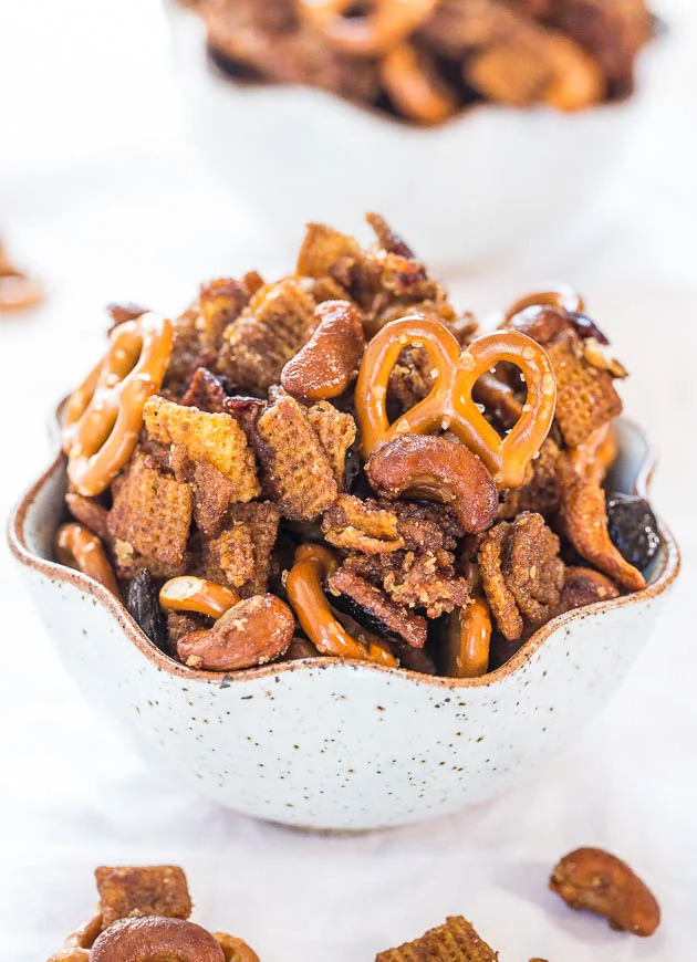If you're looking for a little more pumpkin in your life, but not entirely sure you want to dedicate a whole meal to it, snack on some of this Maple Pumpkin Spice Chex Mix ! You can tailor it however you like by adding a variety of nuts and cereals, and you can take it with you anywhere you go for a pumpkin spice pick-me-up!