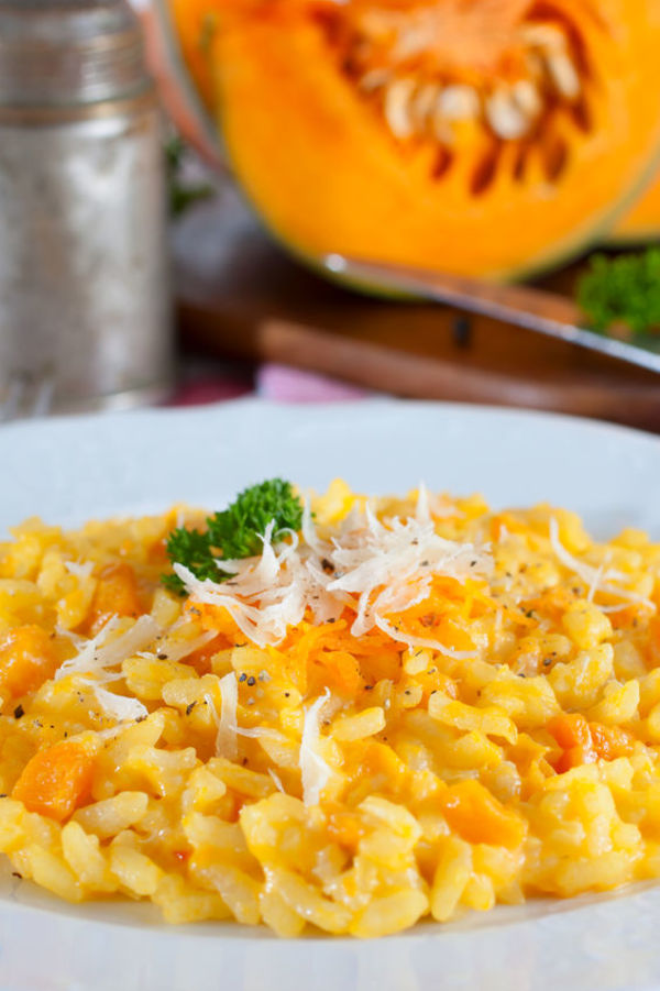 Risotto is a staple in my house, mainly because it's the only thing my dad knows how to make, but I'm going to make him cook this Pumpkin Risotto next time I'm home. It's also on the menu for my pumpkin cooking class so I'm looking forward to all the pumpkin risotto I can get!