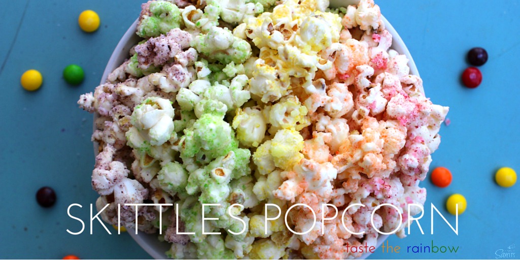 Possibly my favorite candy hack on the list, this Skittles Popcorn involves breaking down each respective color of skittles into a powder in the food processor before fusing it with popcorn to make an incredibly delicious and beautiful popcorn treat. Like kettle corn, but much better and much prettier.