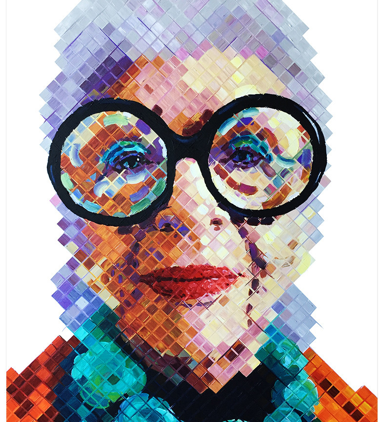 Iris Apfel, 2016 Acrylic on canvas (30in × 40 in)
