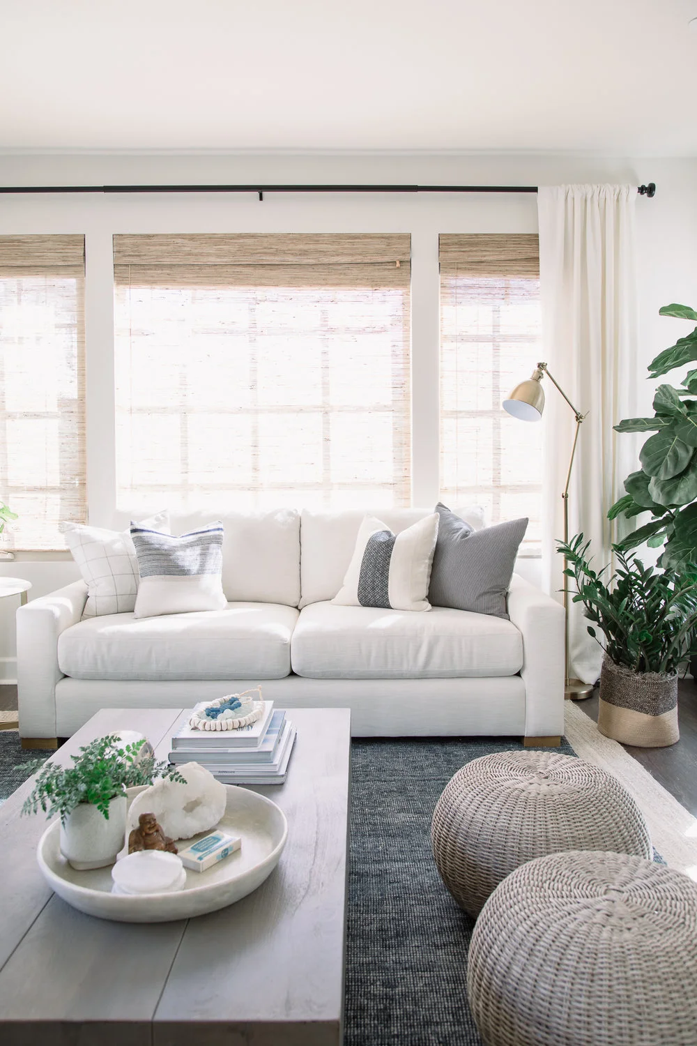 The natural light makes the white sofa glow in the afternoon sun.