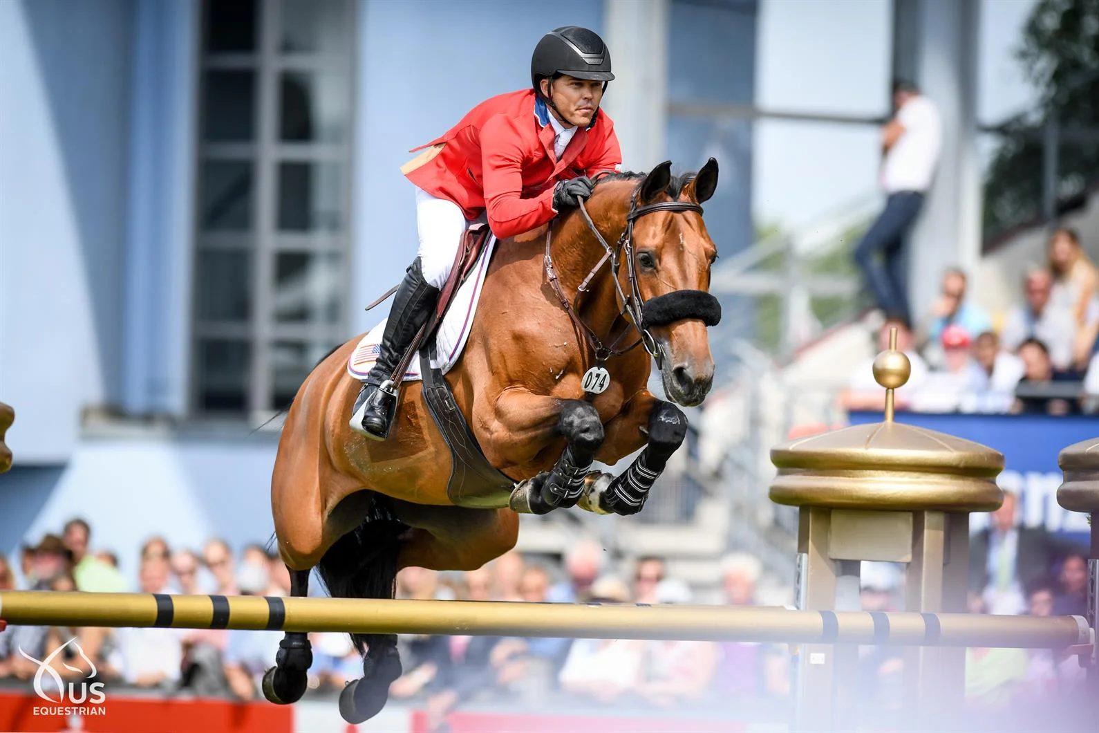 Kent Farrington and Gazelle making light work of the 1.60m 3-round Grand Prix at Aachen. Photo by US Equestrian.