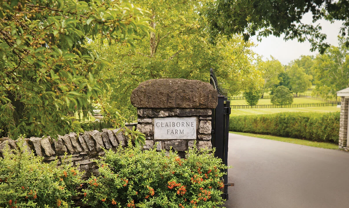 An entrance to Claiborne Farm, where Secretariat lived out his retired years and is now buried.