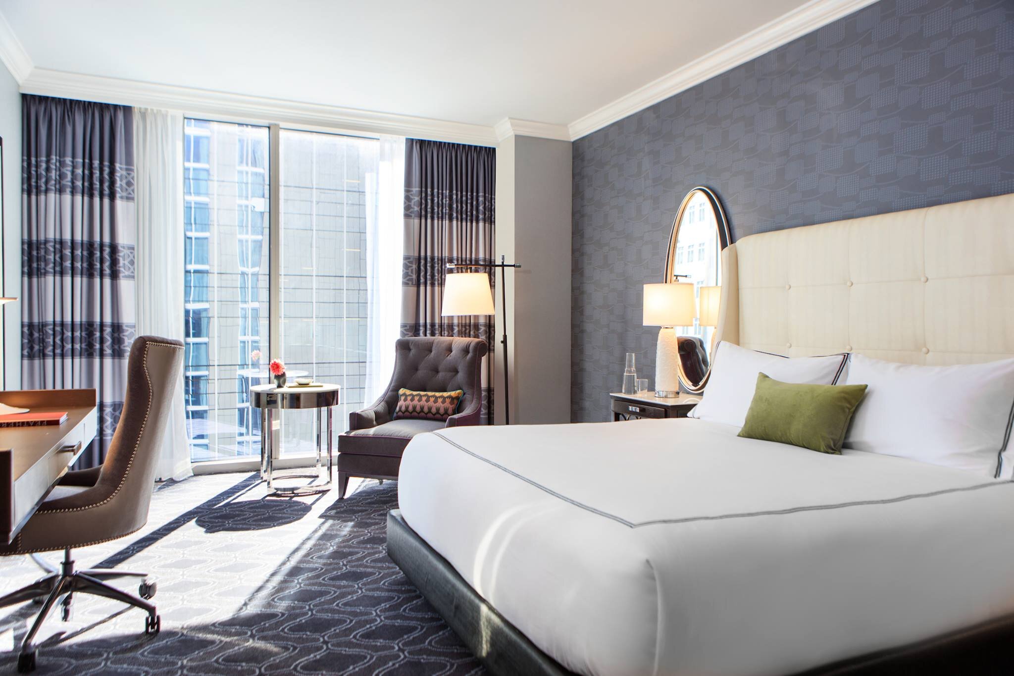 A luxurious bed in a room at the Kimpton.