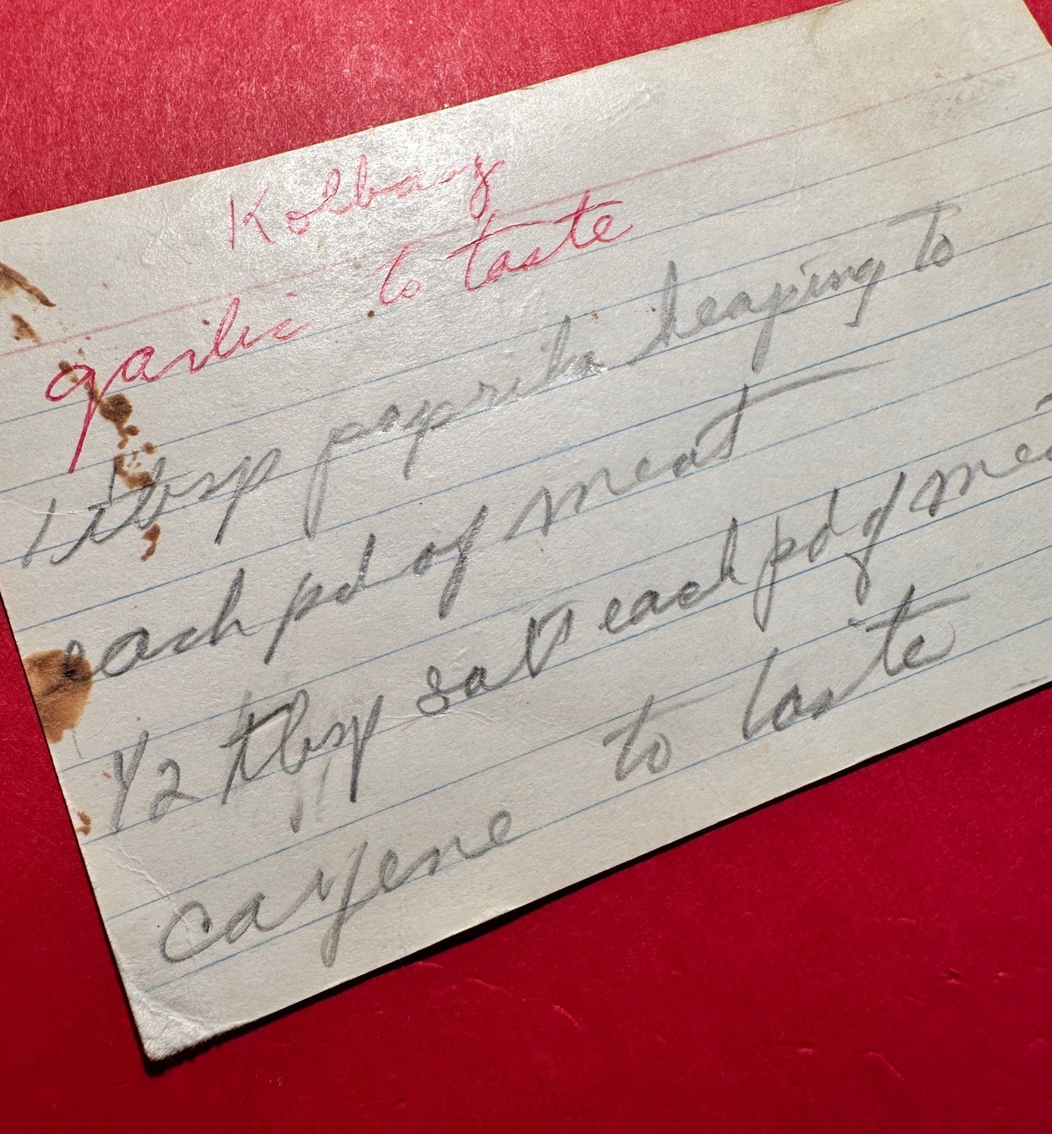 handwritten recipe
