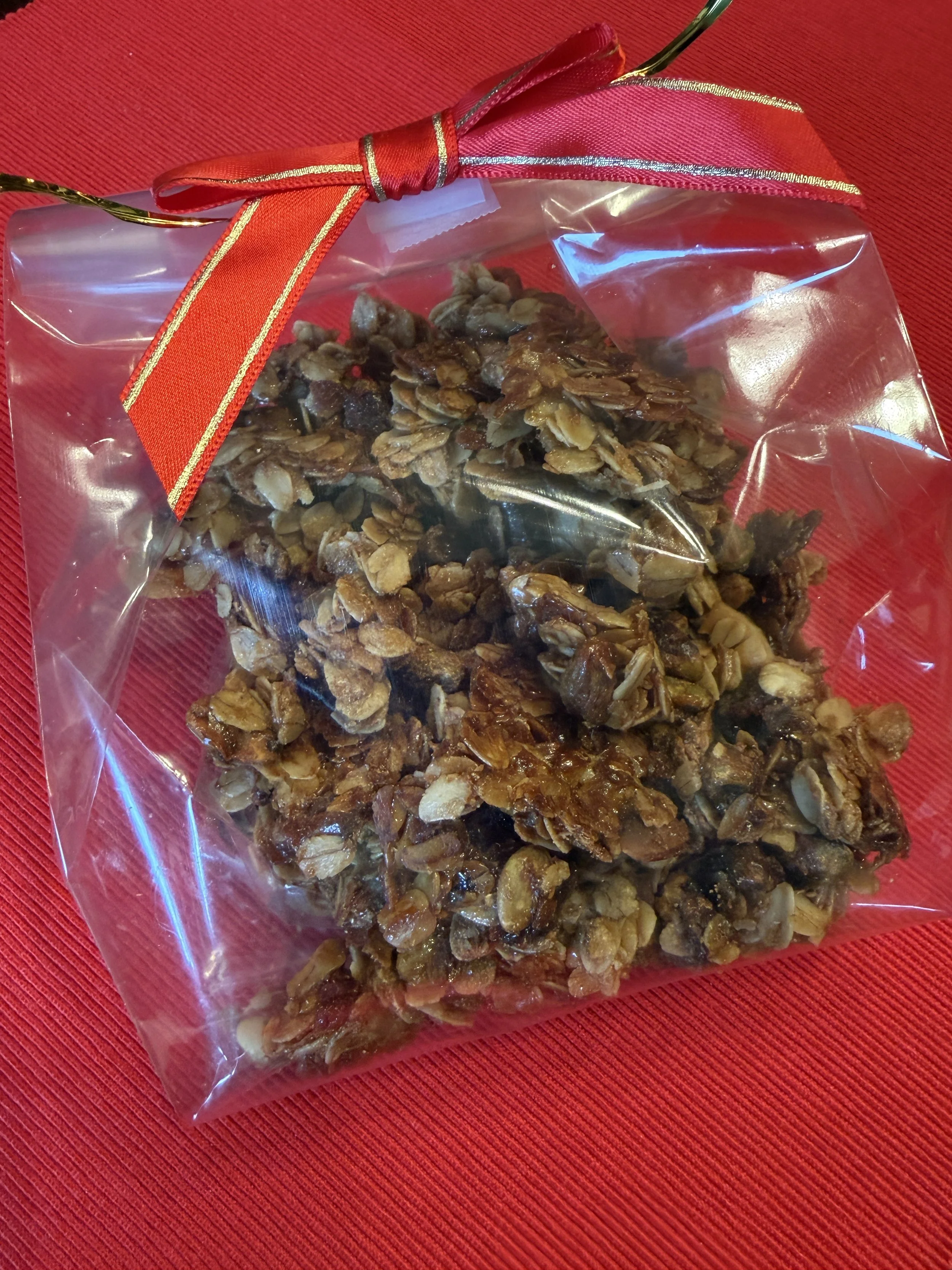 granola and ribbon