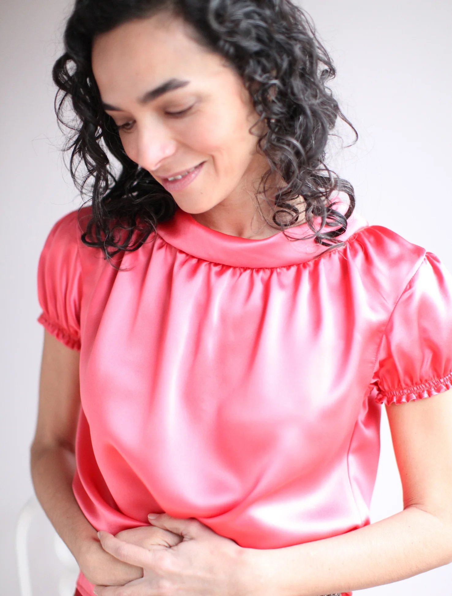 blouse in crepe back satin