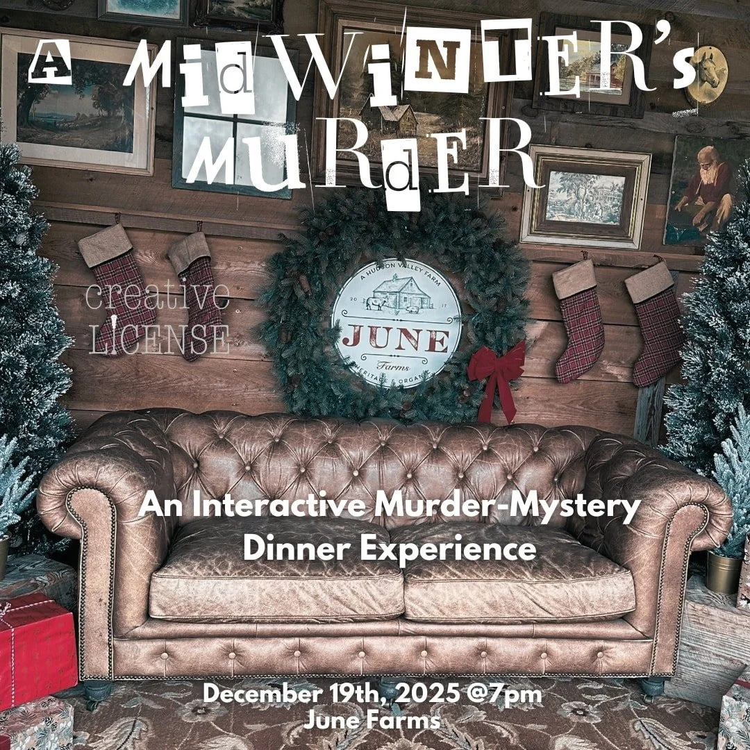 Coming next month to @junefarms ! 🐮
.
We're so excited to be bringing our latest Murder Mystery to the Beautiful June Farms on December 19th!  Swipe to read all about it, then click the link in our bio to secure your tickets!