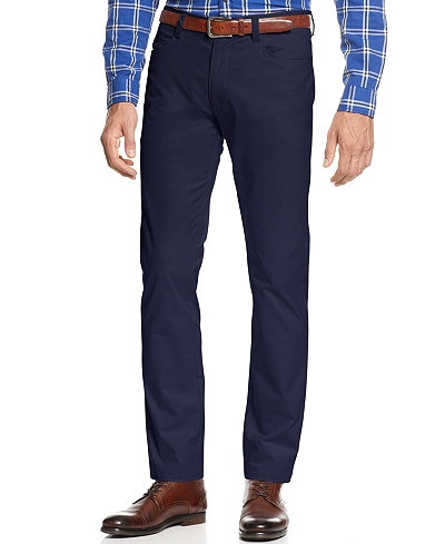 5-pocket navy chinos