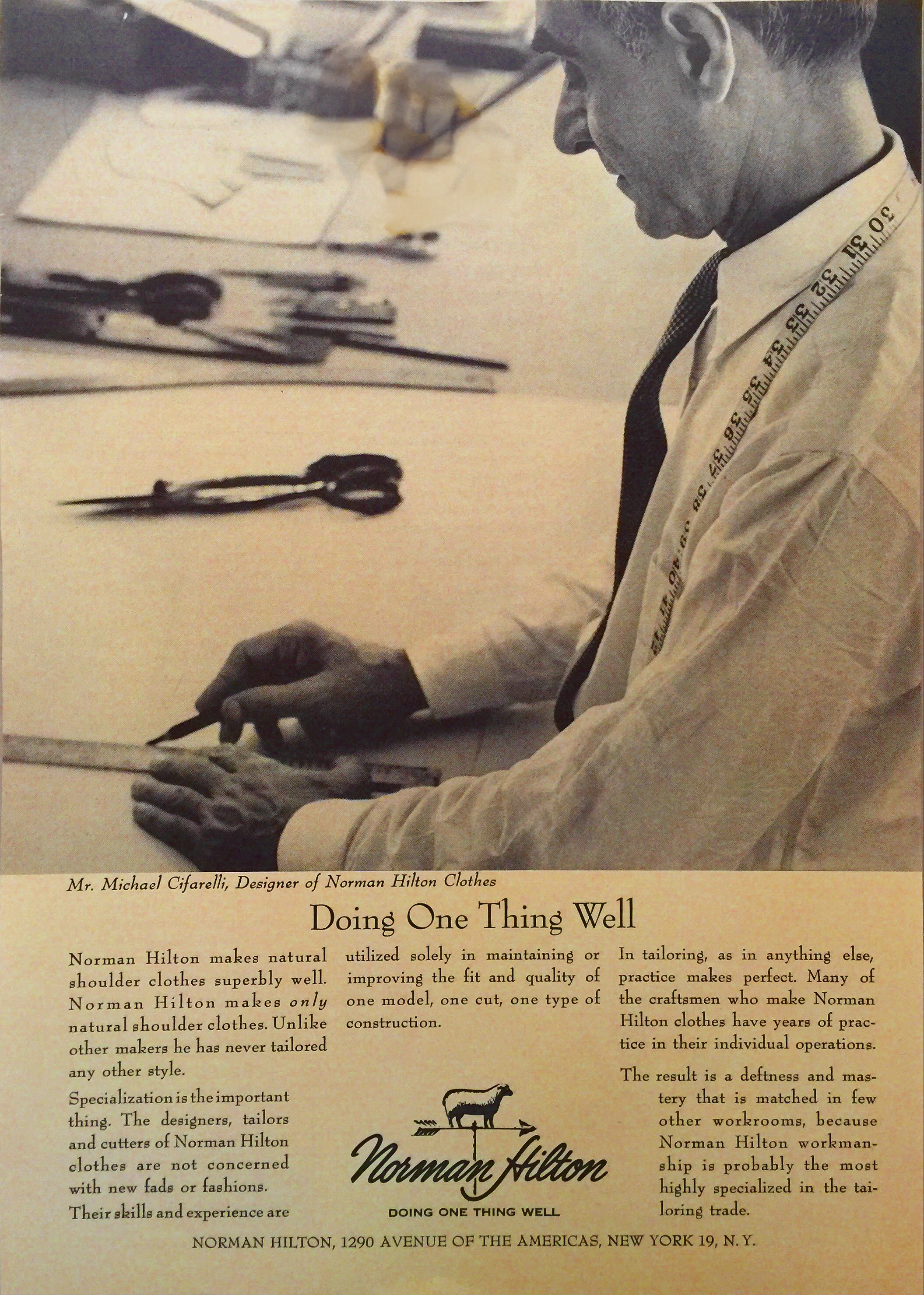 Michael Cifarelli - in a 1964 New Yorker ad. Still Doing One Thing, fifteen years later.