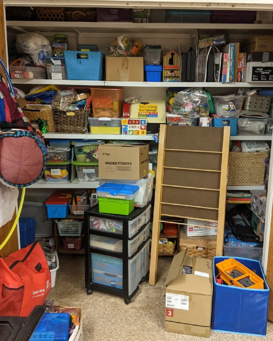 BEFORE ...Daycare storage closet organization from last summer! This was such a fun project to work on.