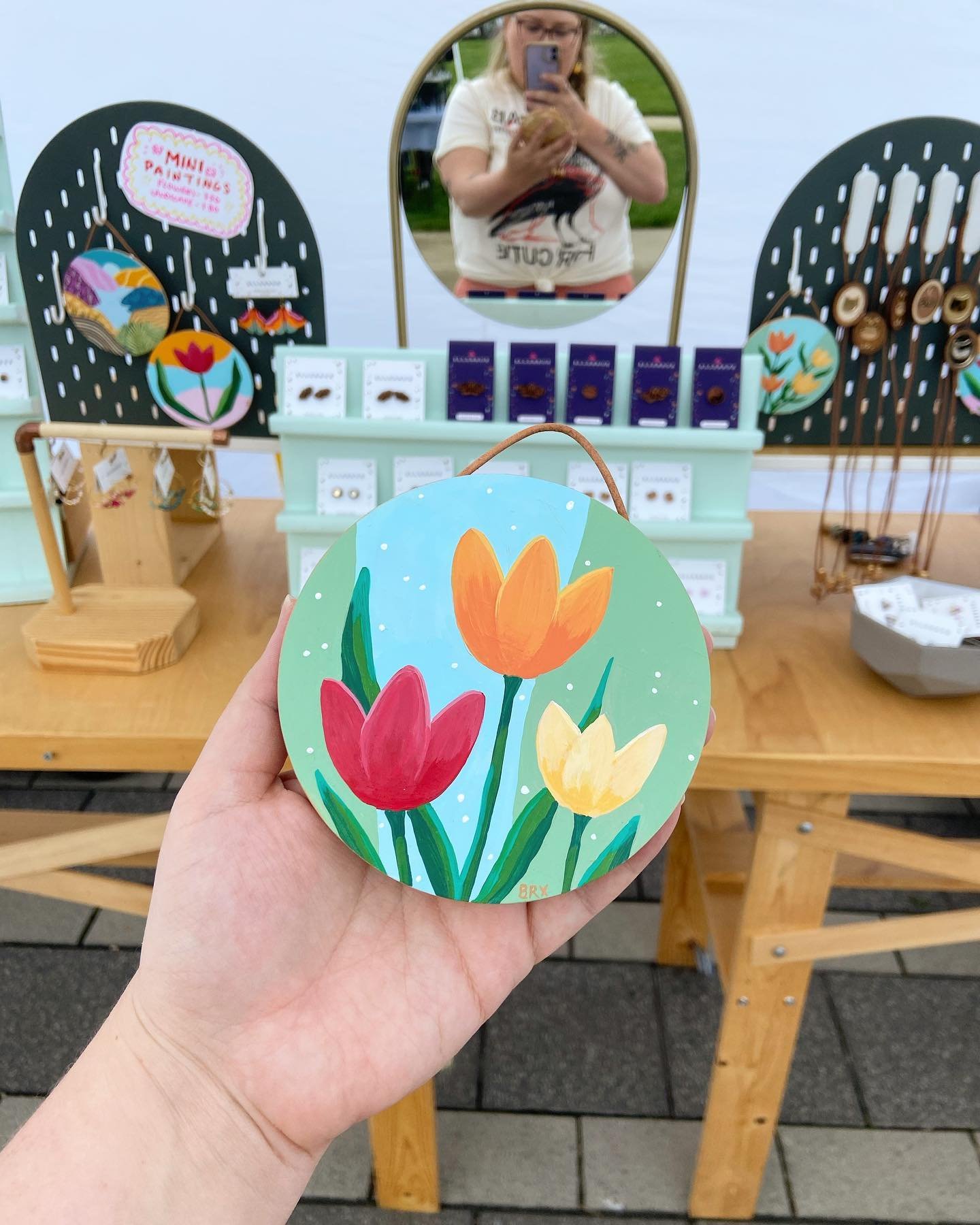 I&rsquo;m at the @theoffmarket today until four! I made a few cute little flower paintings for ya&rsquo;ll stop by and see me! (Or Brett if I am off with my babies!)