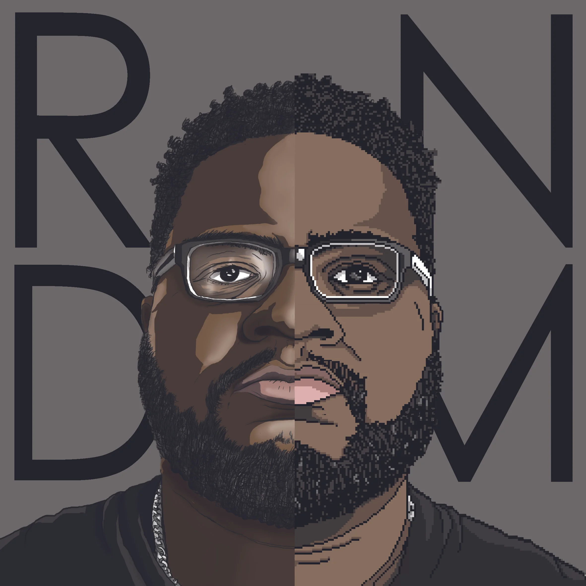 Album cover for RNDM, The version Kickstarter backers will get who pledged enough to get their exclusive copy.