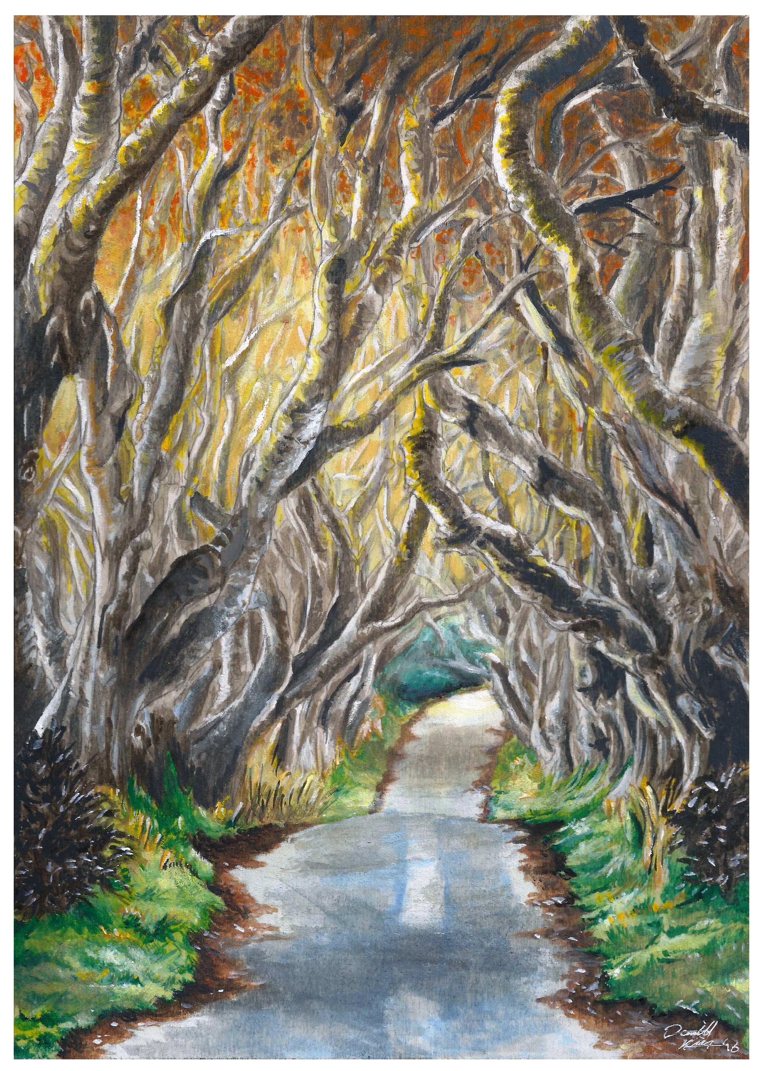 'The Interwoven Path' the very first watercolour painting on wooden panel; not without it's challenges, but definitely the start of a new series on this exciting media.