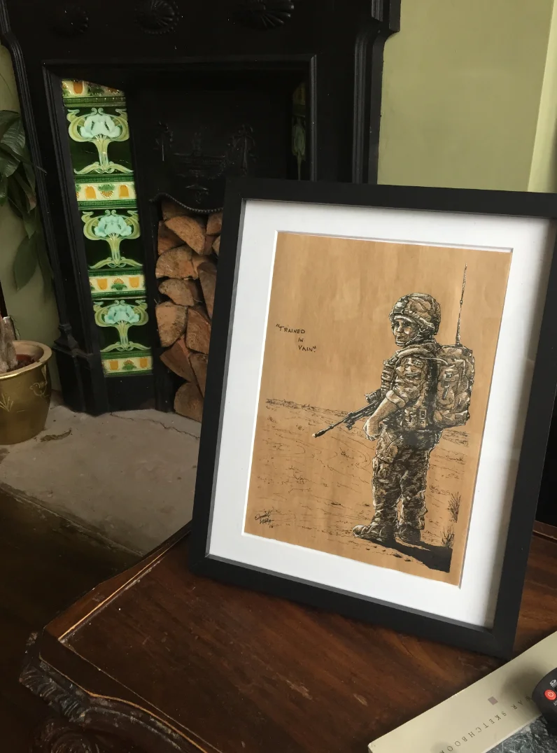 The personal Ink piece commissioned for a birthday present, sitting in its new home.