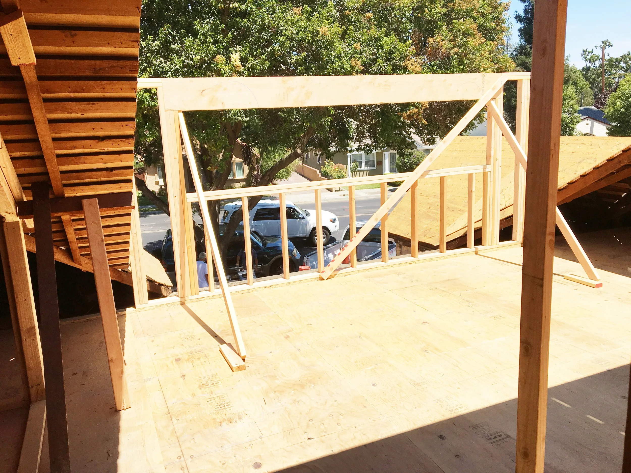 This the front dormer of the house. This will house the master bedroom. The long horizontal opening is going to be filled with 4 windows.