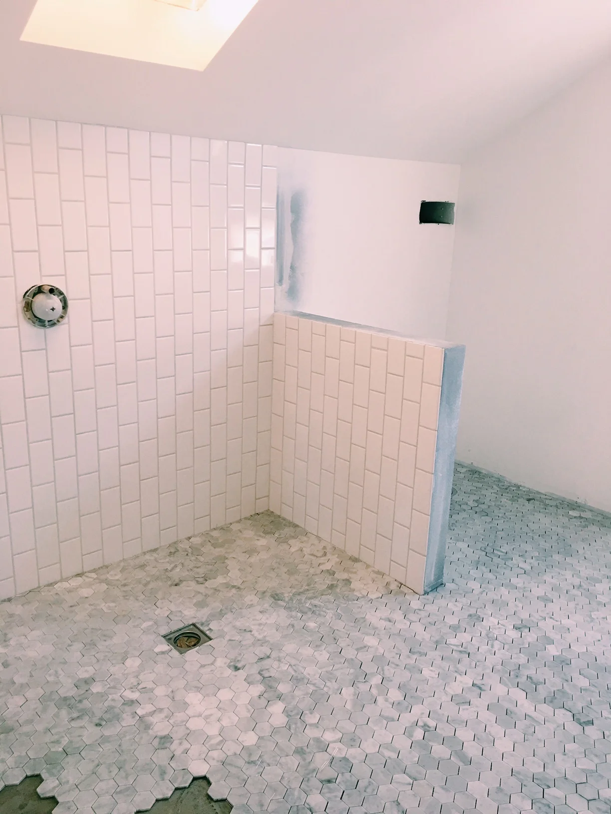 And a peek at the master bath (we ran out of tile!)