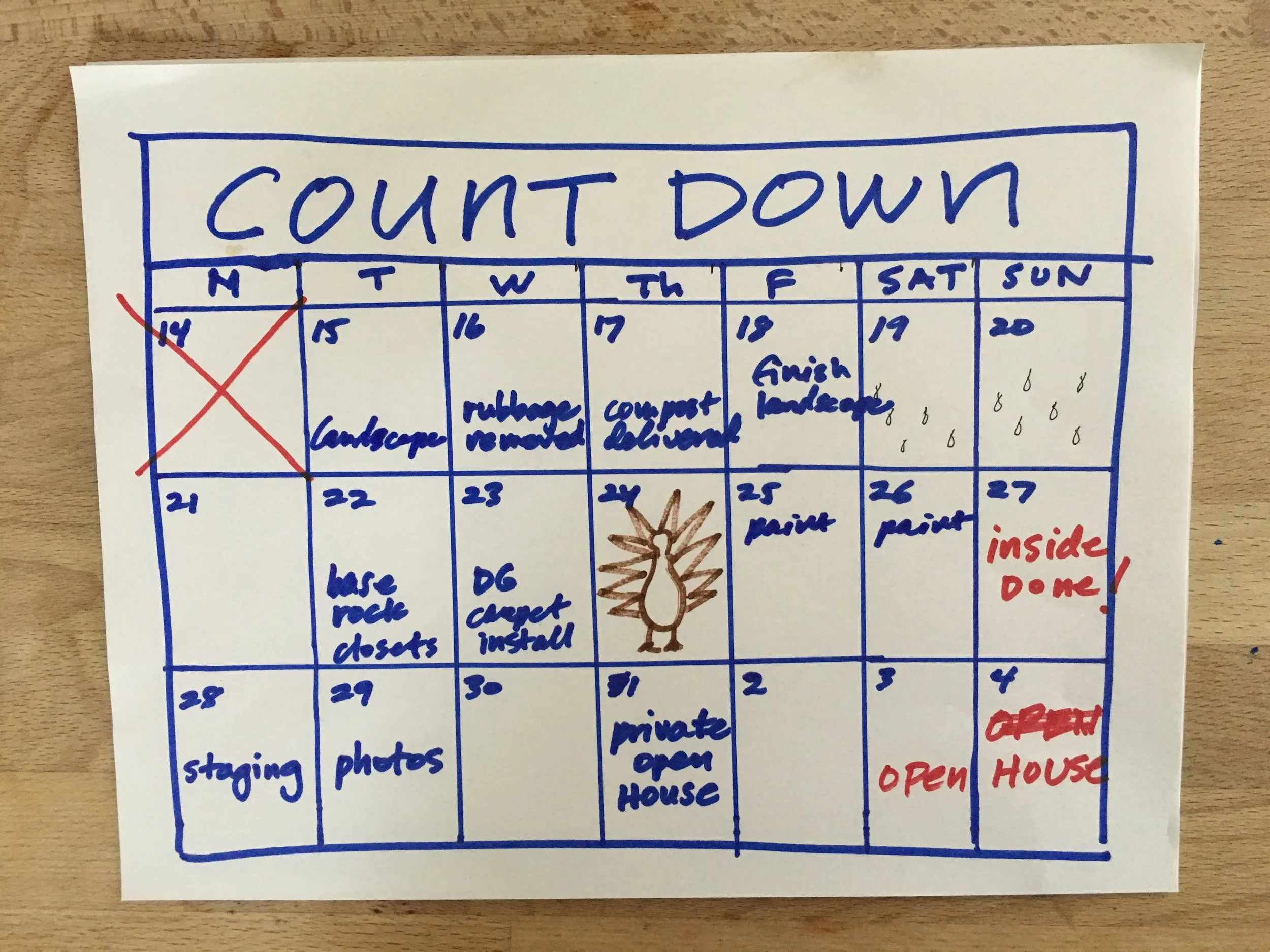 Here it is. The final schedule just identifying the big stuff.