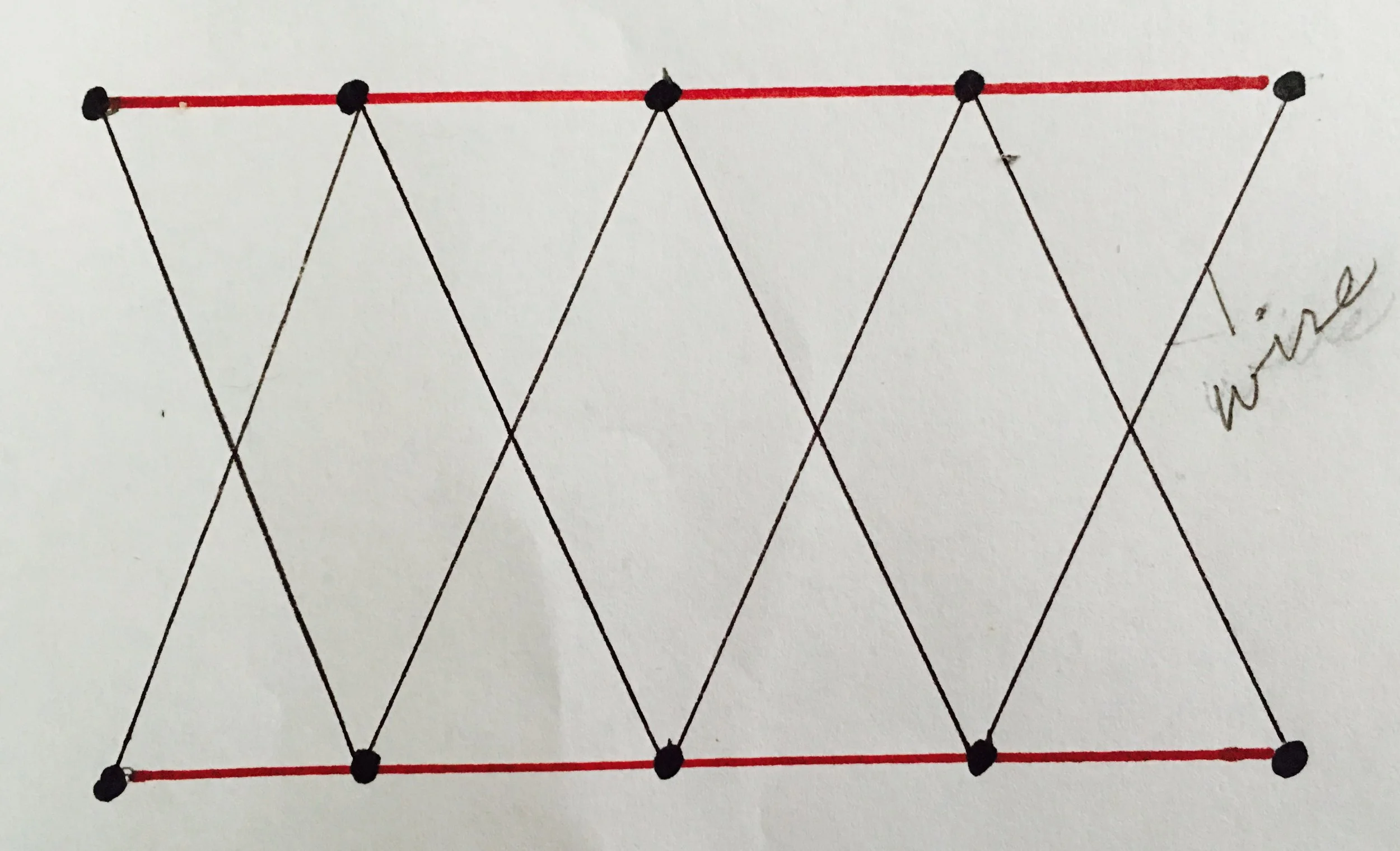 Once you've created your level horizontal lines, you can determine exactly where the eye hooks will go, based on the pattern you've created.