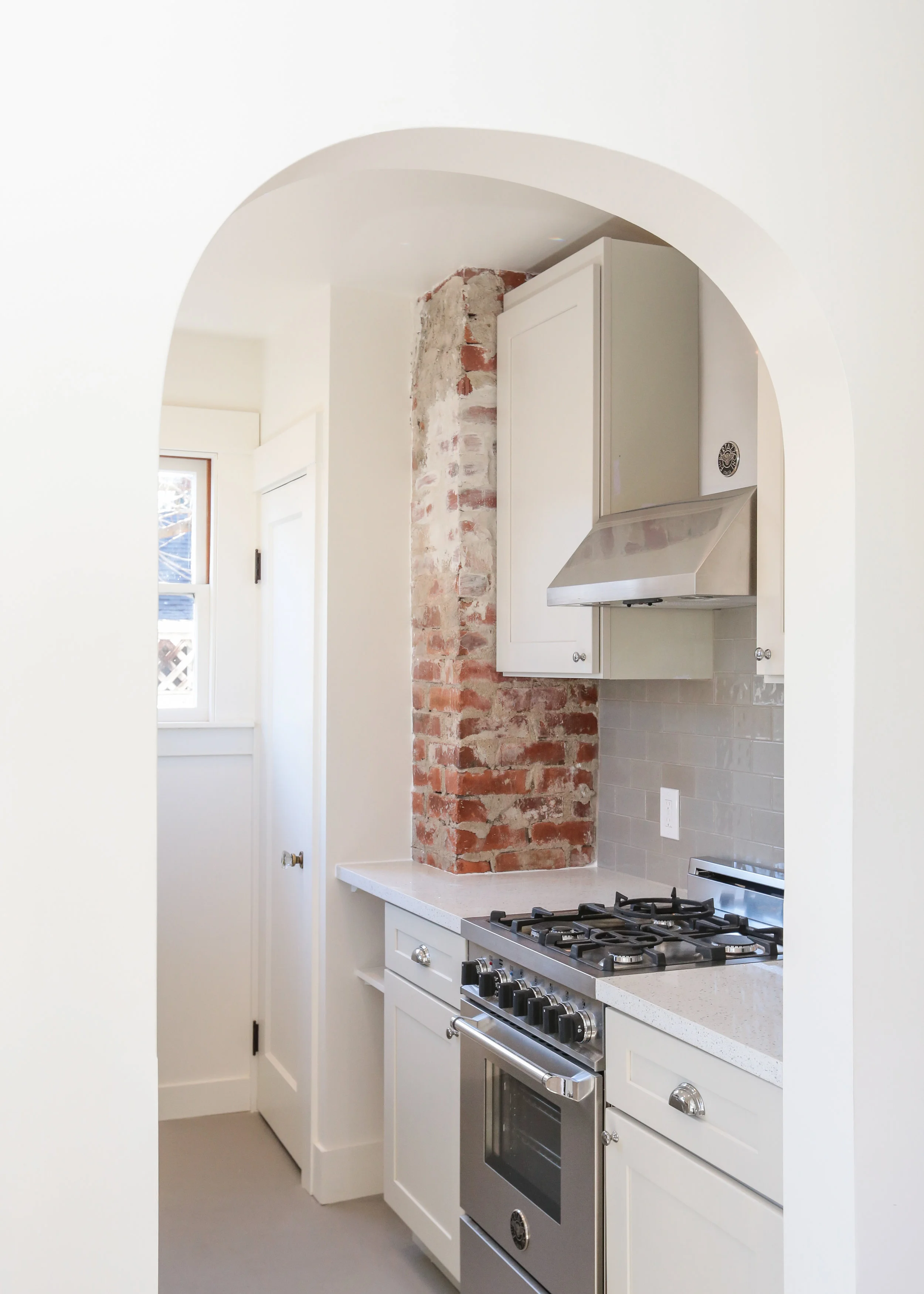 Cottage Kitchen: Walls - BM Dove White in Satin, Trim - Dove White in semi-gloss