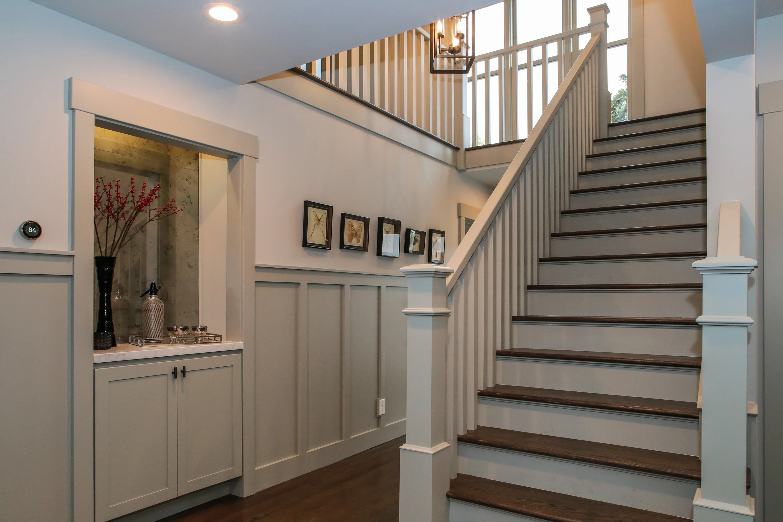 Walls: Sherwin Williams Aloof Gray, Wainscoting: BM Stonington Gray