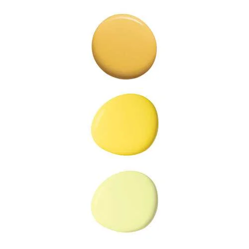 From top: Mango Gold , Ralph Lauren VM242, Pure Joy , Benjamin Moore 327, Lemon Freeze , Benjamin Moore 2025-50. See more on blog .