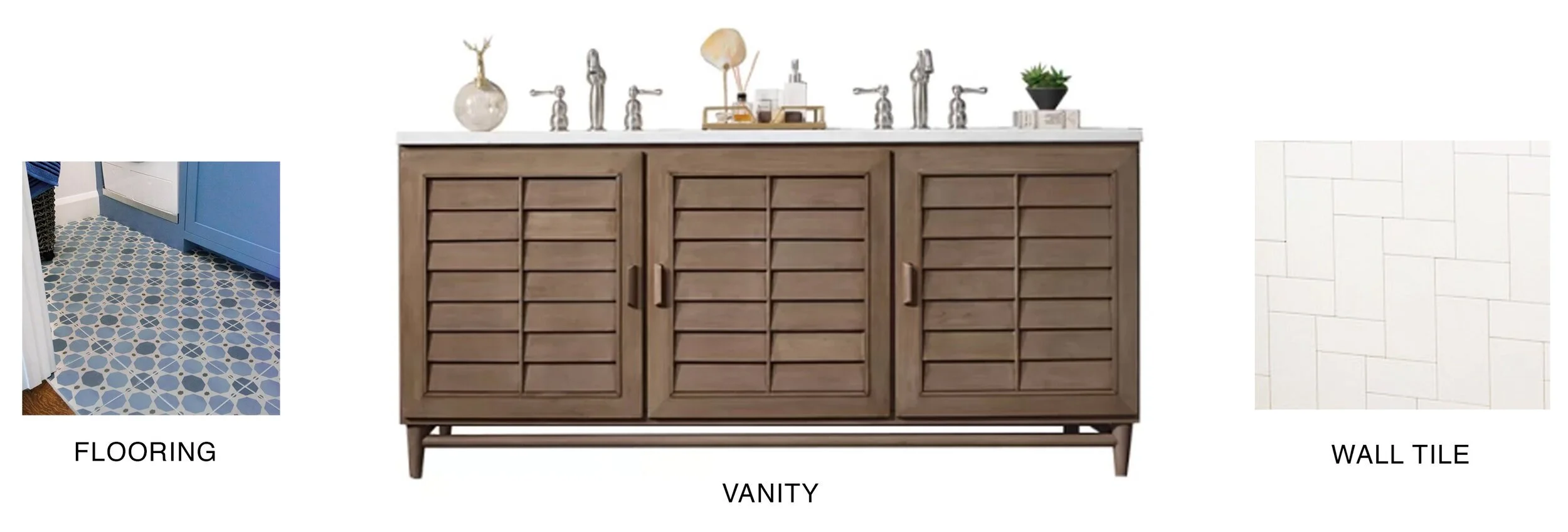 Tile Flooring / Vanity / Straight Herringbone Subway Tile