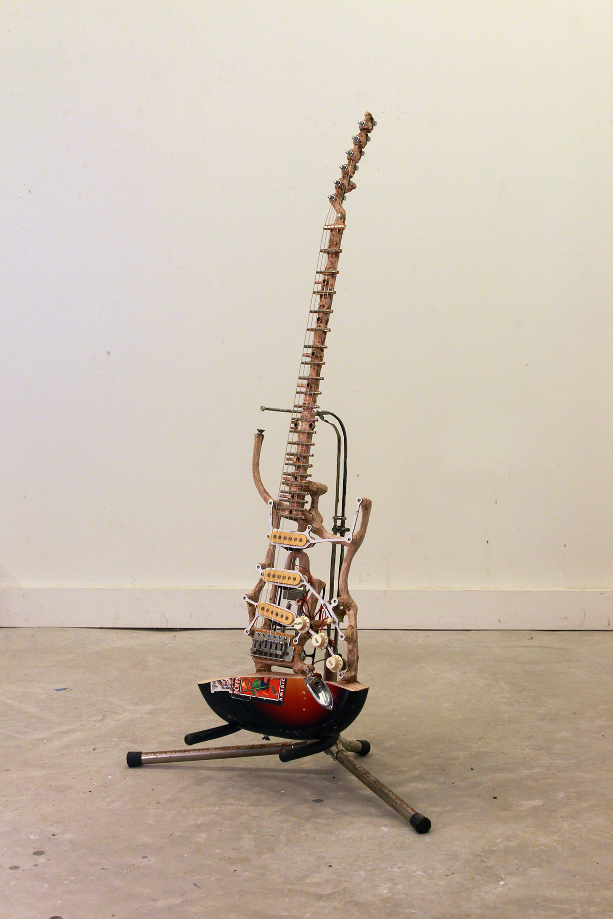  Electric Guitar  found guitar and stand   42" x 22" x 16"    2016  